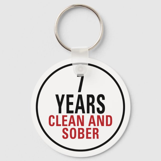 7 Jahre sauber und nüchtern Schlüsselanhänger (Vorderseite)