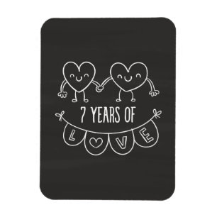 7. Jahrestag Geschenk Chalk Herzen Magnet