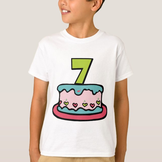 7-jährig-Geburtstags-Kuchen T-Shirt (Vorderseite)