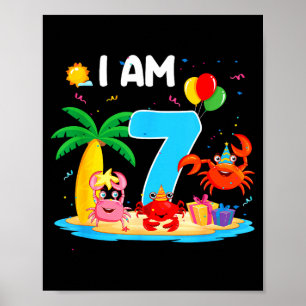 7-jähriger Krabbenliebhaber 7. Krabben-Thema Stran Poster