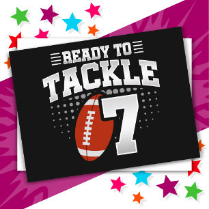 7-jähriges Tackle-Football-Party-Kinder 7. Geburts Postkarte
