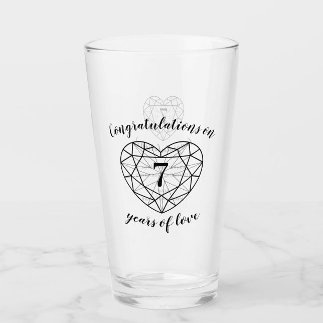 7. Jubiläum 7 Jahre Liebe schwarzer Onyx Brauch Glas (Vorderseite)