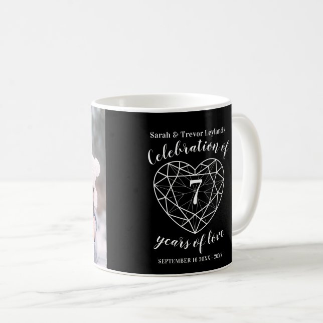 7. Jubiläum Schwarzes Onyx-Foto Kaffeetasse (VorderseiteRechts)