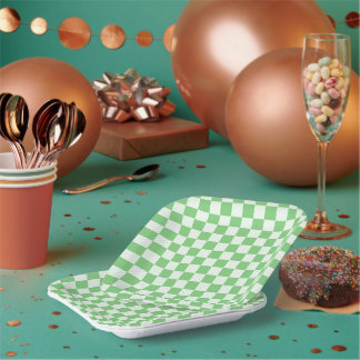 7" karierte quadratische Papierplatten Pappteller