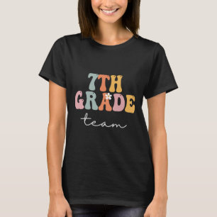 7. Klasse Team Retro Groovy Frauen Glücklicher Ers T-Shirt