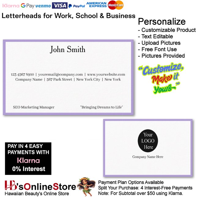 7 Moderne lila Logos fördern den Markennamen des U Visitenkarte (7 Modern Purple Logo Promote Company Brand Name Business Card.)
