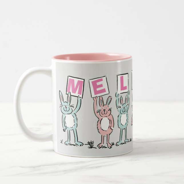 7 Nom de la lettre avec lapins de café Mug (Gauche)