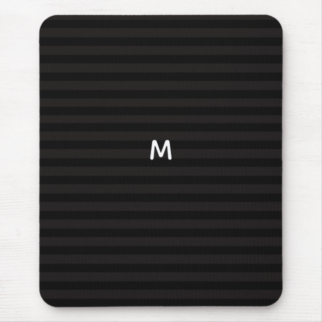 7 Option Black Stripes Modernes Monogramm Mousepad (Vorne)