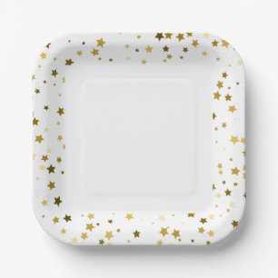 7" Paper Tellers - Gold Petite Stars Pappteller