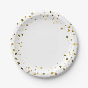 7" Paper Tellers - Gold Petite Stars Pappteller