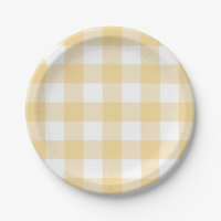 7" Papierplatte in Butterbecher, gelb, gingham