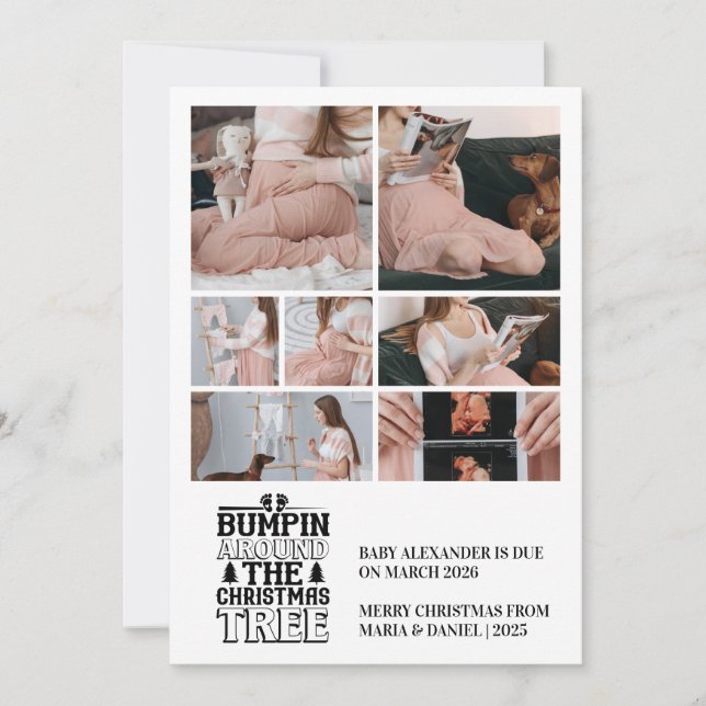 7 Photo Arbre de Noël Grossesse Faire-part (Devant)