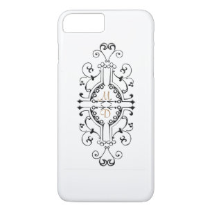 7 Plus Coque iphone Monogramme noir et or