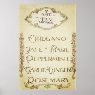 7 Poster d'herbes antivirales (Vintage)