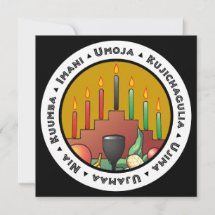 7 Principes de la carte de voeux Kwanzaa Flat