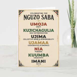 7 Prinzipien von Kwanzaa Feiertagskarte