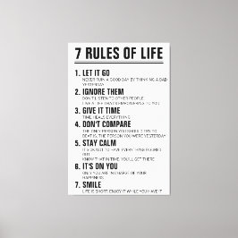 7 Regeln des Lebens Motivationszitat Moderne Schri Leinwanddruck