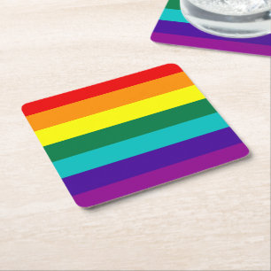 7 Regenbogen-Gay Pride-Flag Rechteckiger Pappuntersetzer