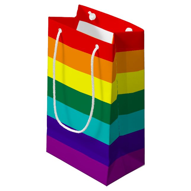 7 Regenbogenfarben Kleine Geschenktüte (Vorderseite Schrägansicht)