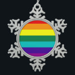 7 Regenbogenfarben Schneeflocken Zinn-Ornament<br><div class="desc">Version mit heißrosa Streifen entfernt wegen der Nichtverfügbarkeit von Hot-Pink Stoff (1978-79).</div>