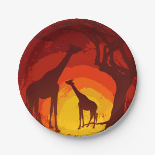 7" Rundpapier Tafel Afrikanische Safari Giraffe Su Pappteller