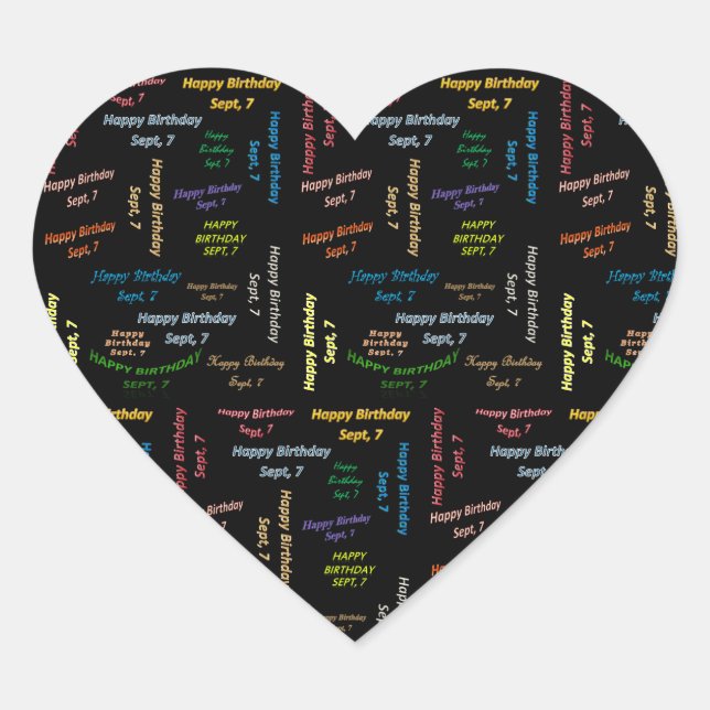 7. September Herz-Aufkleber (Vorderseite)