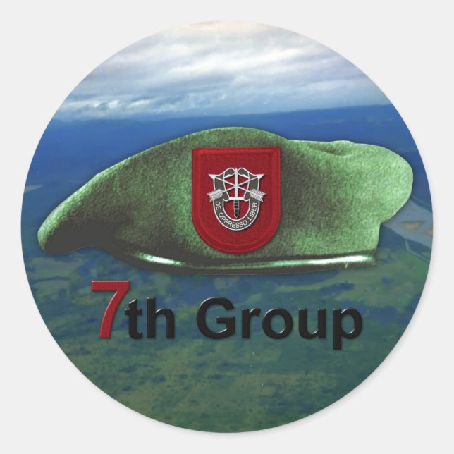 7. Spezialeinheiten Gruppe Grüne Berets SFGA Vets Runder Aufkleber (Vorderseite)