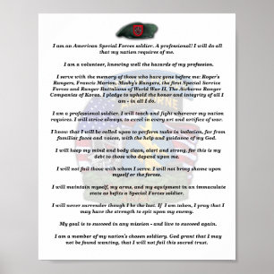 7. Spezialstreitkräfte Gruppe Veteranen Credo Druc Poster