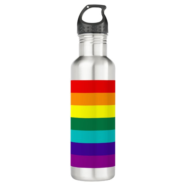 7 Streifen Regenbogen Gay Pride Flag Liberty Flasc Trinkflasche (Vorderseite)