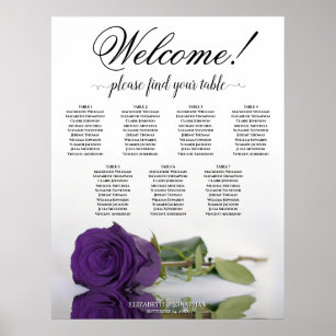 7 Tabelle Royal Lila Rose Hochzeitskarte Poster