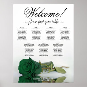 7 Tabelle Smaragdgrüne Rose Hochzeitskarte Poster