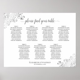 7 Tafelweiße Hochzeitssatteltafel Silber Frills Poster