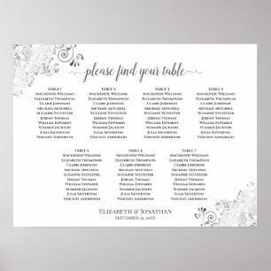 7 Tafelweiße Hochzeitssatteltafel Silber Frills Poster