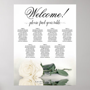 7 Tafelweiße Rose elegantes Hochzeitsdiagramm Poster