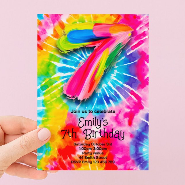 7. Tie Dye Geburtstag Einladung (Von Creator hochgeladen)