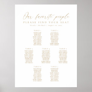 7 Tische Gold unsere Lieblings-Sitzkarte Poster