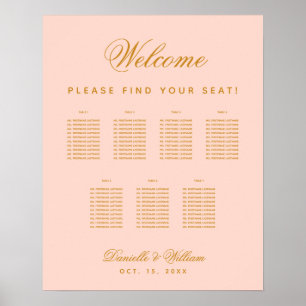 7 Tische Roségold Einfache Hochzeit Sitzordnung Poster