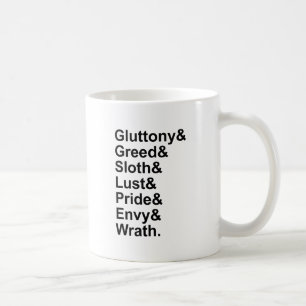 7 Tote Sins - Stolz Gluttony Lust Wrath Envy Kaffeetasse