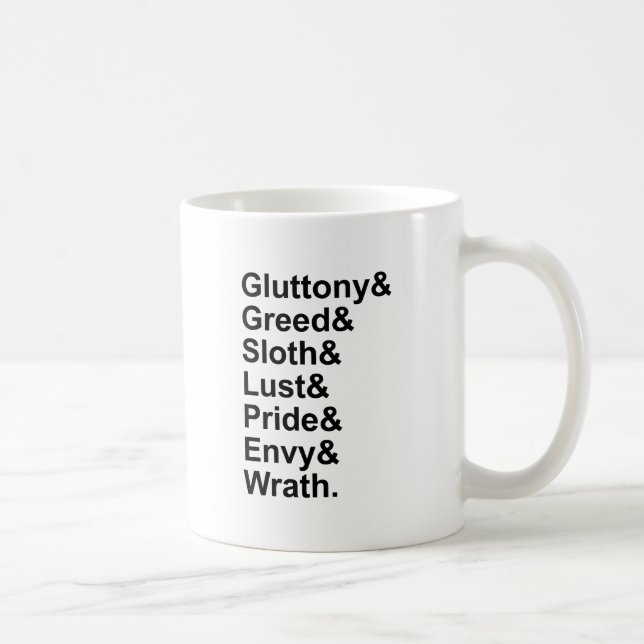 7 Tote Sins - Stolz Gluttony Lust Wrath Envy Kaffeetasse (Rechts)