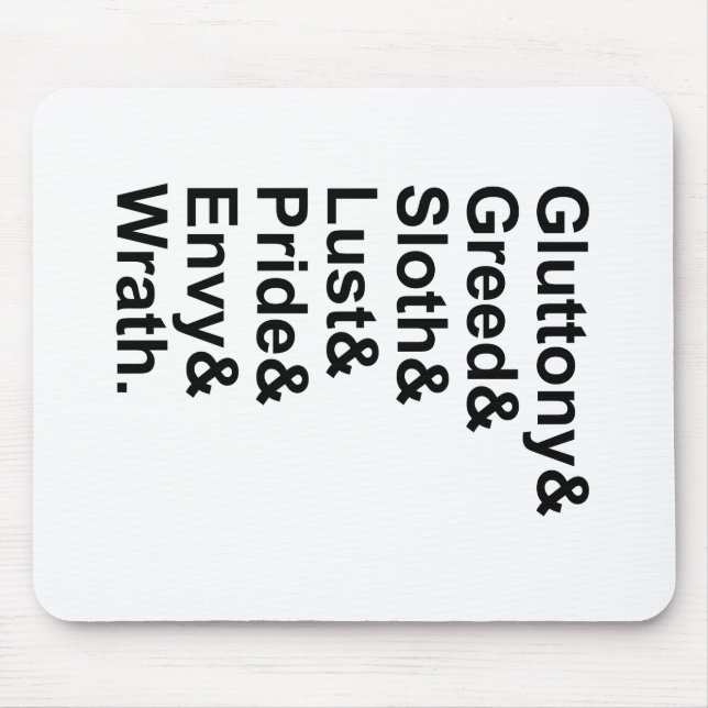 7 Tote Sins - Stolz Gluttony Lust Wrath Envy Mousepad (Vorne)