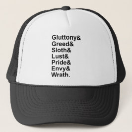 7 Tote Sins - Stolz Gluttony Lust Wrath Envy Truckerkappe