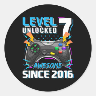 7 Unlocks Phantastisch 2016 Videospiel 7. Geburtst Runder Aufkleber