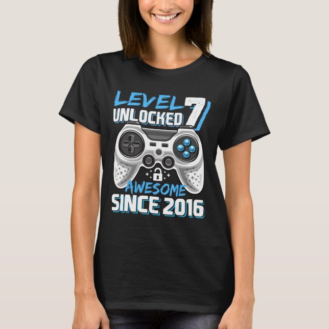 7 Unlocks Phantastisch 2016 Videospiel 7. Geburtst T-Shirt (Vorderseite)