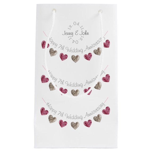 7. Wolle Herz Hochzeit Jubiläum kleine Geschenktas Geschenktüte (Vorderseite)