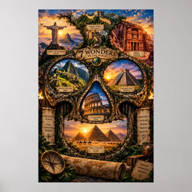 7 Wonders Skull-Kunstprint | Geisteszustand Poster (Vorne)