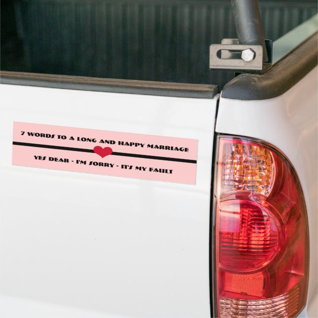 7 Worte für eine lange und glückliche Ehe Autoaufkleber (Auf Lkw)