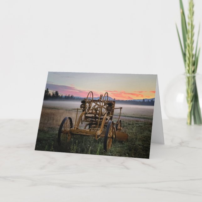 7"x5" Faltkarte | Road Grader Sunrise Karte (Vorderseite)