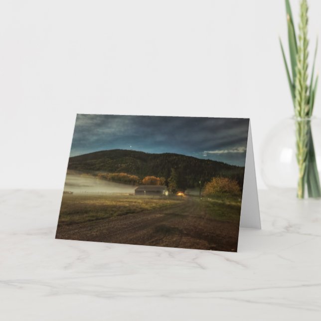 7"x5" Faltkarte | Stall in der Nacht Karte (Vorderseite)