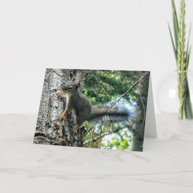 7"x5" Faltkarte | Tree Eichhörnchen Foto Paint Karte (Vorderseite)