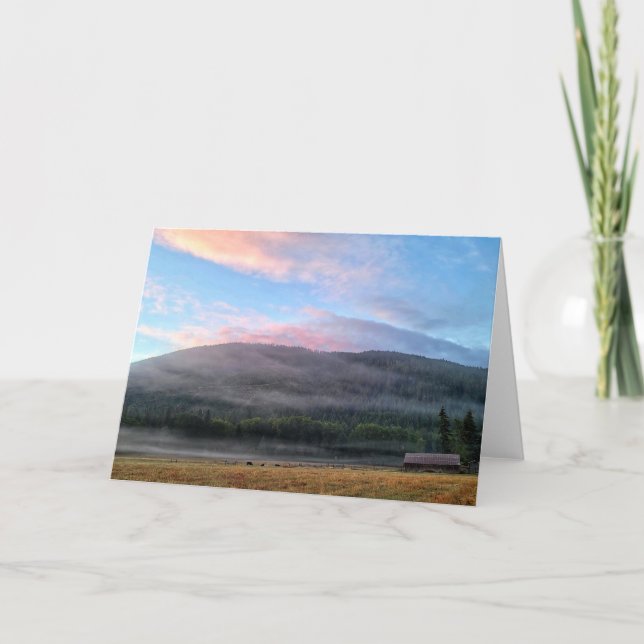 7"x5" Faltkarte | Zedar Mountain Dawn Karte (Vorderseite)